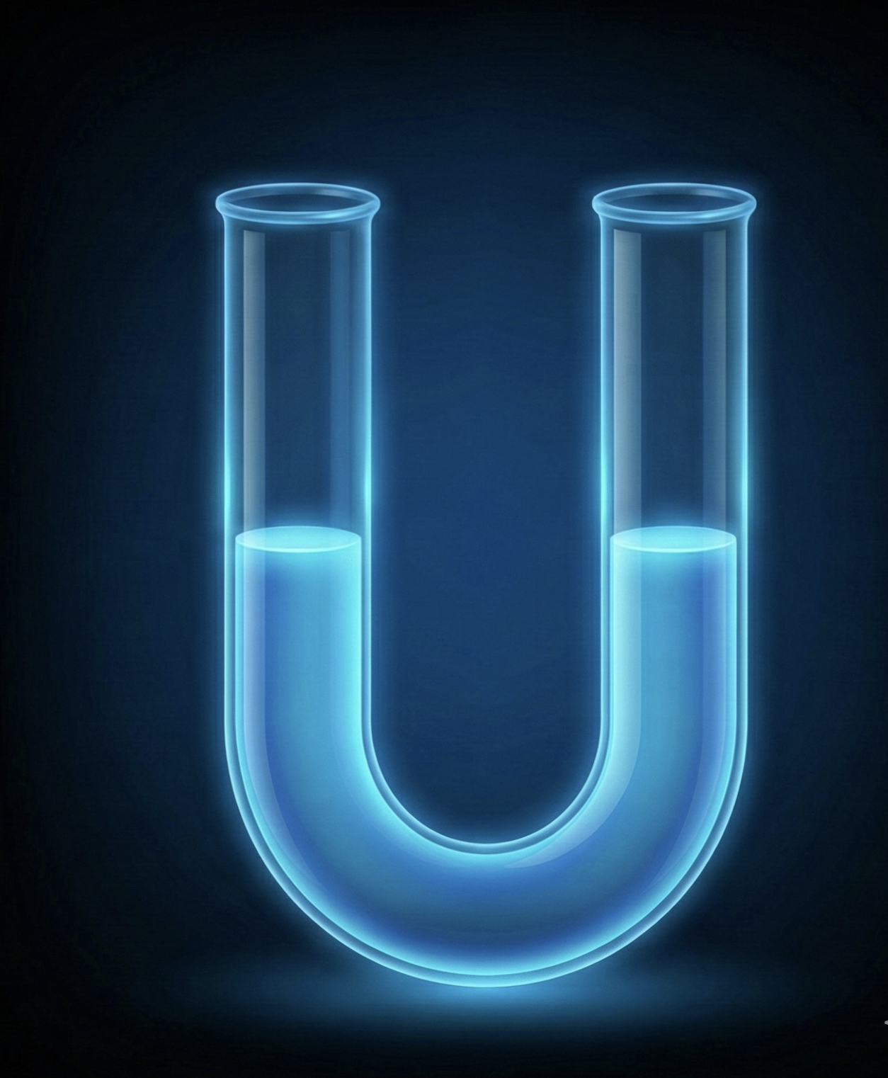 Otwarta rurka U z równym poziomem wody